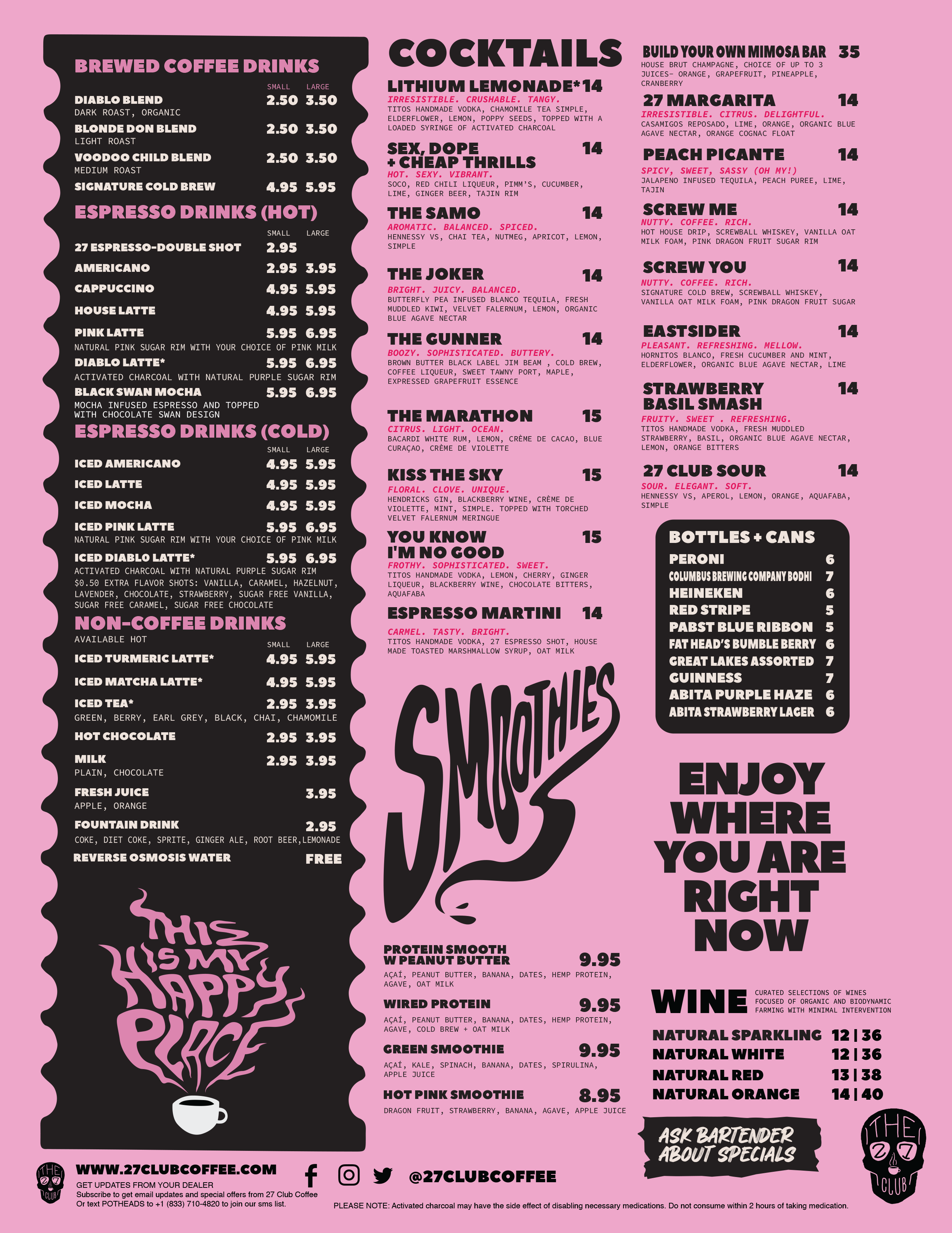 27 Club Coffee - Menu – 27 Club Coffee LLC