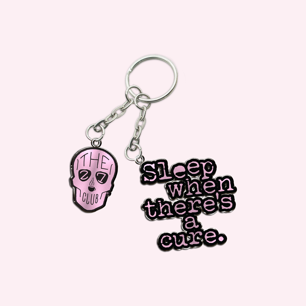 Sleep When There's a Cure Cancer Awareness Die Cut Metal Keychain