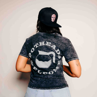 Potheads Welcome Black Acid Wash T-Shirt