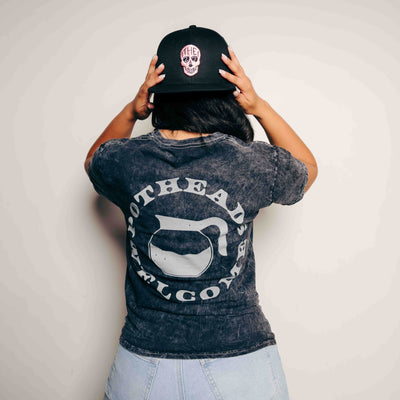 Potheads Welcome Black Acid Wash T-Shirt