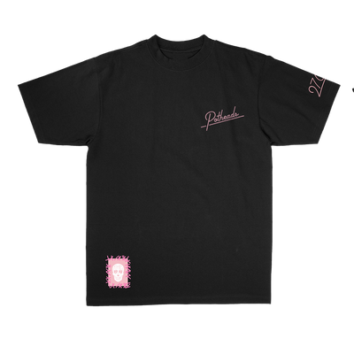Black Embroidered Potheads Script T-Shirt