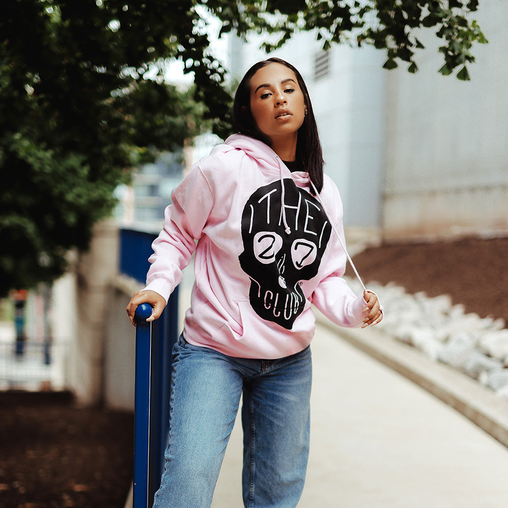 Pink Oversized Logo Pullover Hoodie