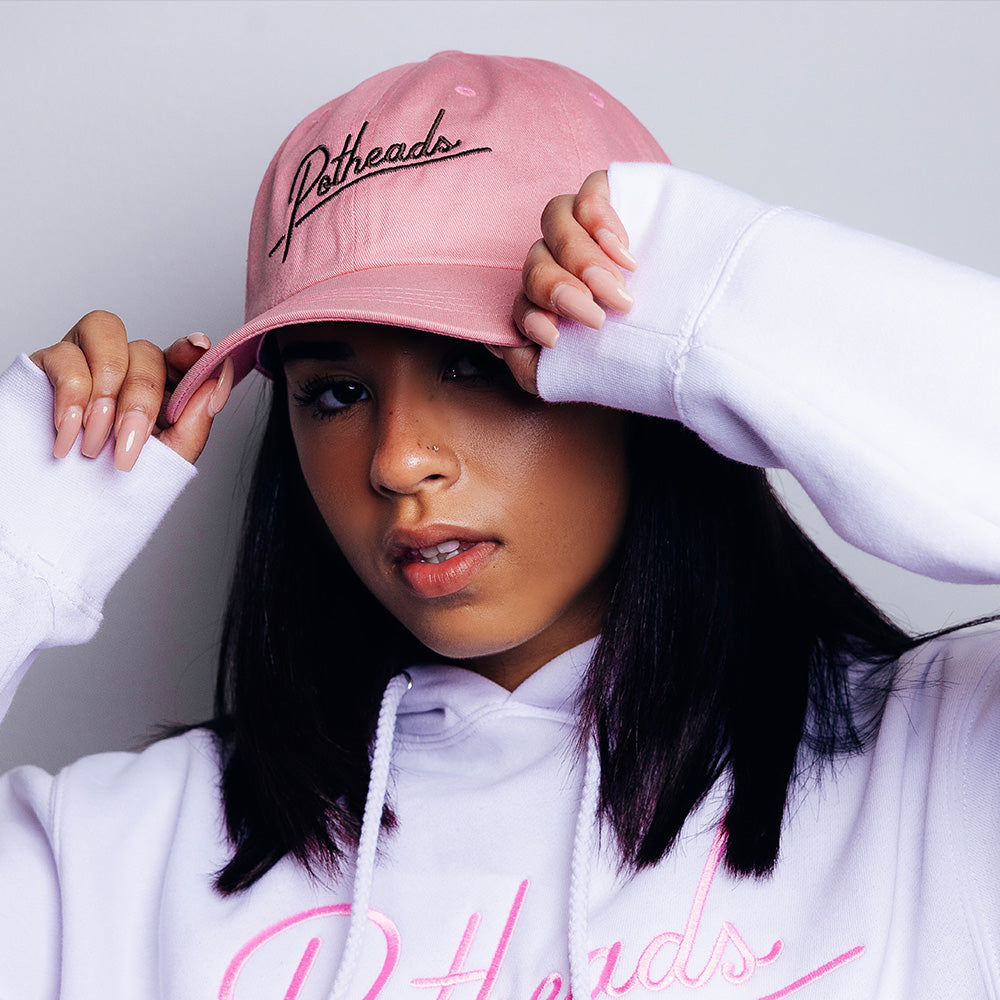 Potheads Embroidered Script Pink Hat